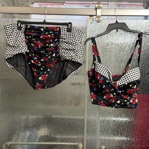 torrid Floral & Gingham High-Waist Bikini Set